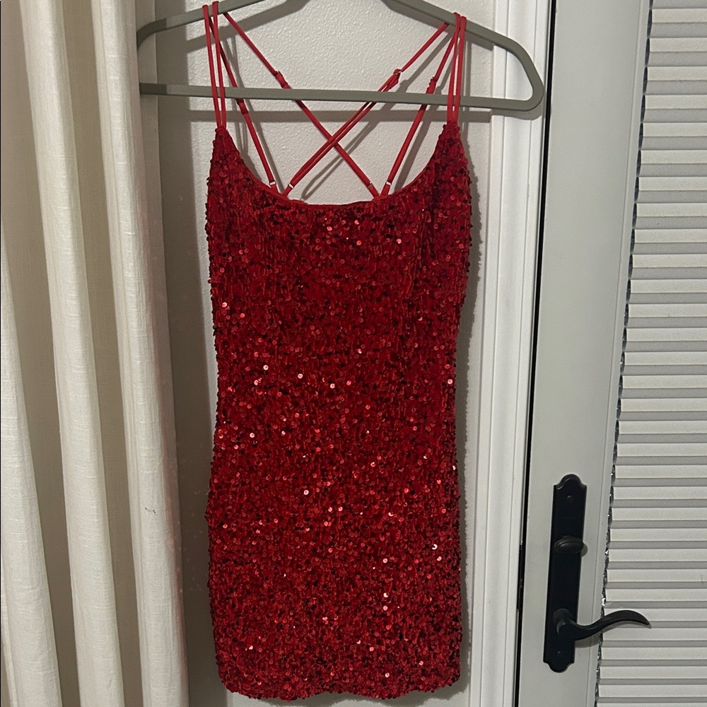 Lucy in the Sky Red Sequin Mini Dress
